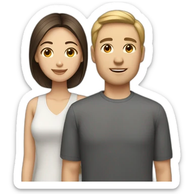Brown hair white man with asian woman couole sticker