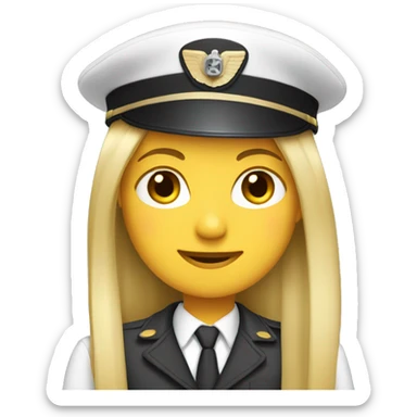 Blonde girl with long straight hair with pilot hat sticker