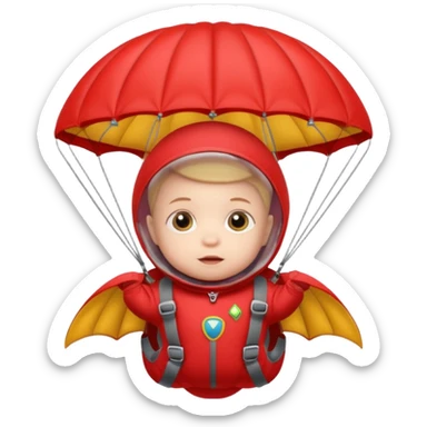 Skydiving baby with parachute and UFO red sticker