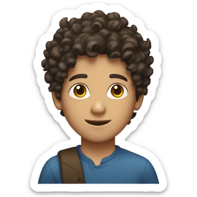 Curly brunette with straight hair boy couple sticker