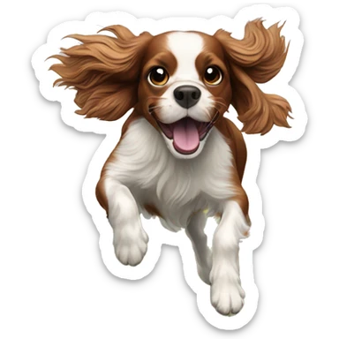 Cavalier spaniel leaping in a field sticker