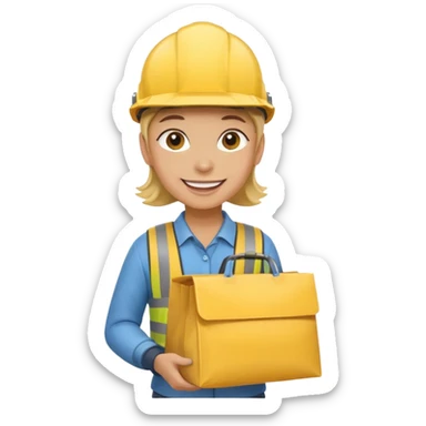 Courier + yellow helmet + delivery bag sticker