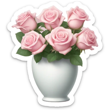 Pastell pink roses in a white vase sticker