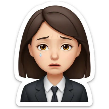 sad brunette girl in buisiness outfit crying emoji sticker