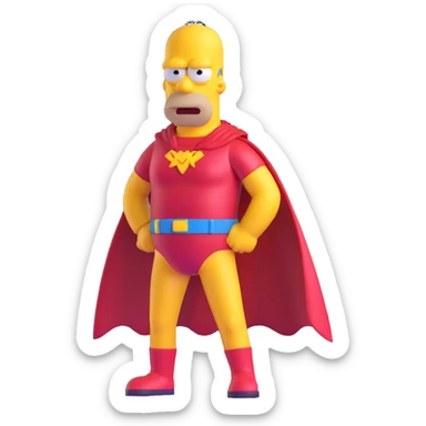 Homer Simpson dressed as a superhero sticker
