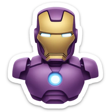 iron man with four stars. the stars are blue-purple. the starts all have 4 rounded corners. sticker
