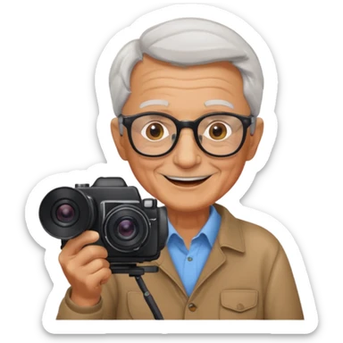 cameraman hold a camera, elderly sticker