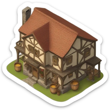 isometric tavern building sticker