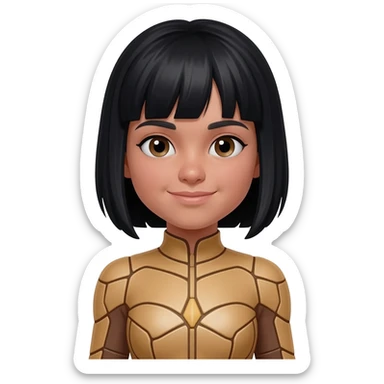 light tan girl with black hair in a. pane costume sticker