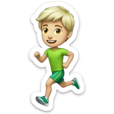 Green-highlighter white brown-haired boy running sticker