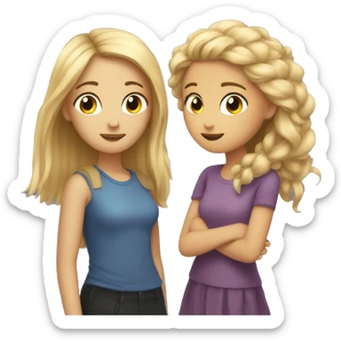Two best friends a short haired girl and a Long haired girl  sticker