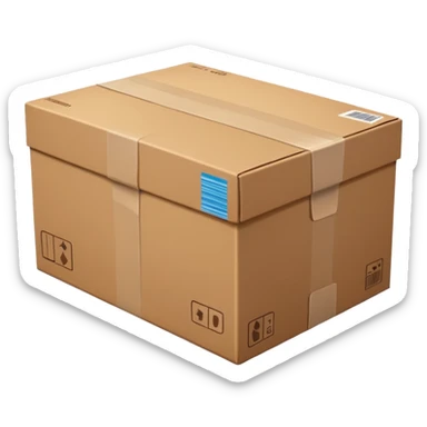 simple package or parcel, closed cardboard box, representing a normal package sticker