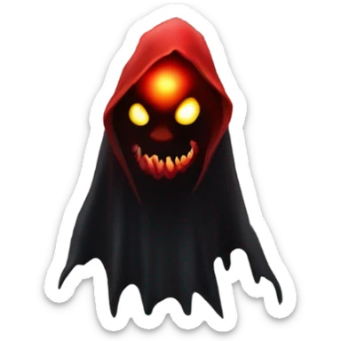 A scary red red and black ghost demon is sneaking up on a person sticker