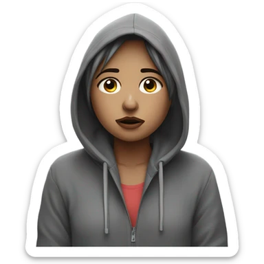 Depressed girl in hoodie ￼ sticker