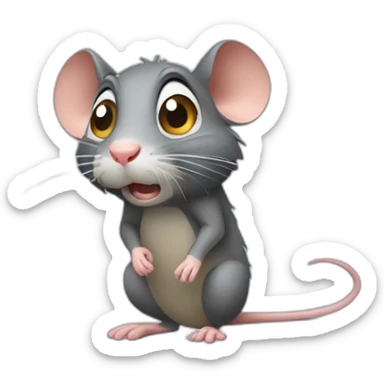 A very scared nervous worried anxious rat sticker