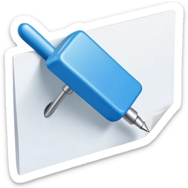 A blue pushpin attaching a note or piece of paper. Minimalist, modern style with clean lines sticker