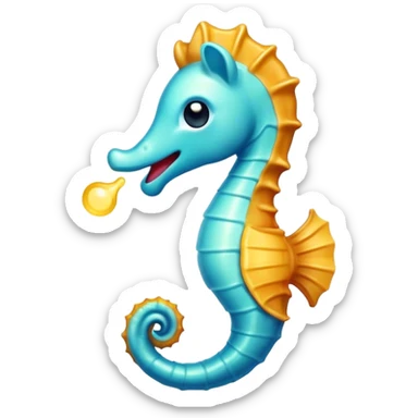 Cinematic Cute Yawning Sea Horse Portrait Emoji, Head tilted slightly with a dramatic, wide-open yawn, showcasing a petite, elegantly curved seahorse with a softly drooping tail and sleepy, half-closed eyes, Simplified yet irresistibly adorable features, highly detailed, glowing with a soft, cozy aquatic glow, high shine, relaxed yet expressive, stylized with a dash of whimsical marine charm, soft glowing outline, capturing the essence of a drowsy yet affectionate seahorse that appears ready to stretch out for a nap! sticker
