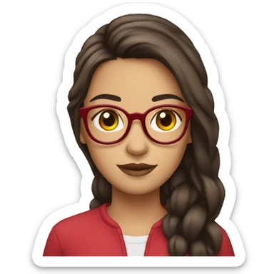 Red glasses brunette teenage girl sticker