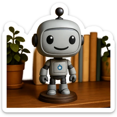 friendly bobblehead style robot sticker
