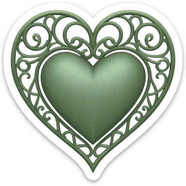 Can you make a sage green heart with a gothic design. In the middle of the heart the letter I sticker