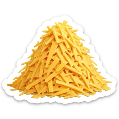 Pile of shredded yellow cheese sticker