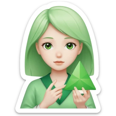 anime girl holding green triangle sticker