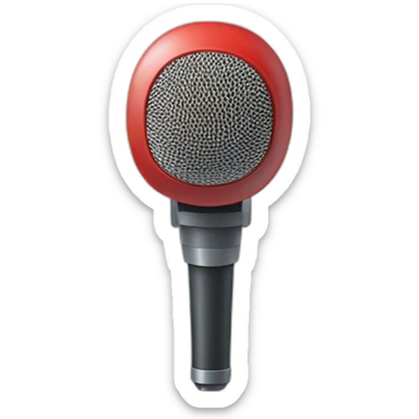 a microphone with a microphone arm and on top there is a red ring on sticker