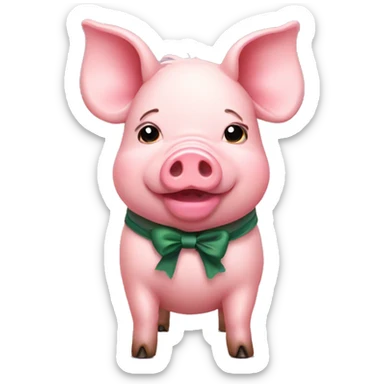 Pig with a bow sticker