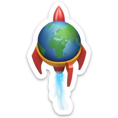 rocket flies around the earth sticker