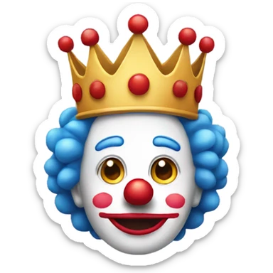 Clown emoji with a crown on sticker