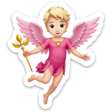 Full body Cupid in pink with no bow in hair flying sticker