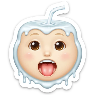 Mouth drooling with milk sticker