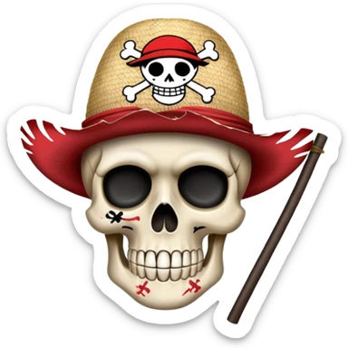 One Piece Straw Hat Pirates flag with skull wearing straw hat sticker