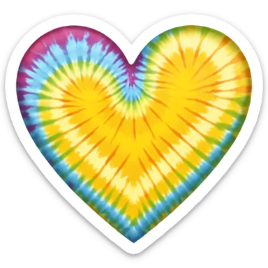 yellow heart with a tie-dye pattern sticker