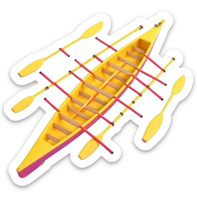 yellow eight-person Olympic rowing boat, top view sticker