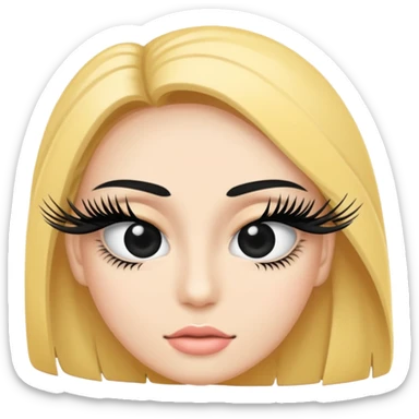 eyelash strip above an open eye sticker