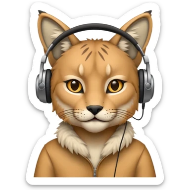 lynx with headphones listening to music sticker
