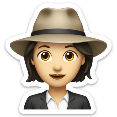 I’m a female manager with a hat, professional looking, dark haired sticker