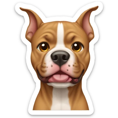 Light brown pitbull with ears cut and standing up sticker