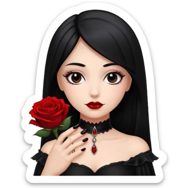 Gothic black nails holding rose  sticker