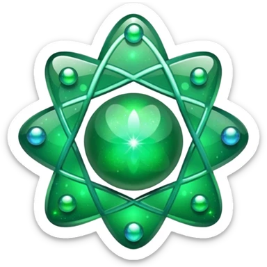 glitter green atomic symbol sticker