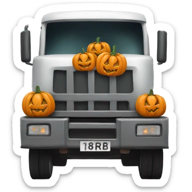 unladen lorry side view with Halloween spooky pumpkin as cargo sticker