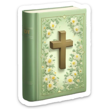 Open Light Sage green holy Bible with a light coloured gardens coming from the sides of the Bible  sticker