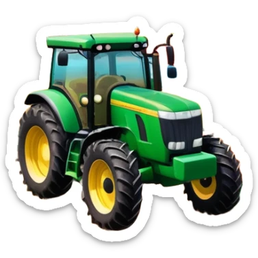 An icon showing close-up tractor in a colorful rural landscape, inspired by Farming Simulator 22. The design features vibrant fields, barns, and crops under a bright sky, with tractors working the land. The peaceful and immersive farming environment is highlighted with a transparent background sticker