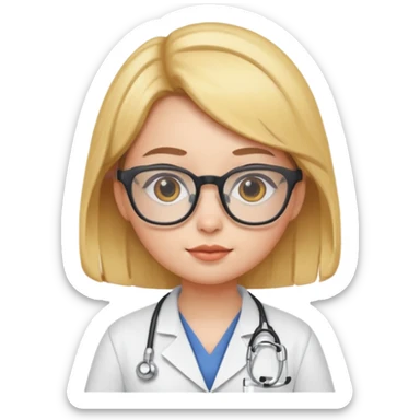 chick animal with glasses, wearing doctor uniform sticker