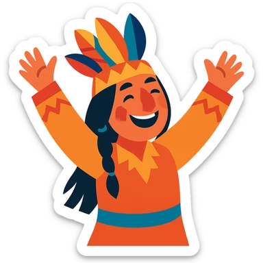 happy Huron, joyful, colorful illustration sticker