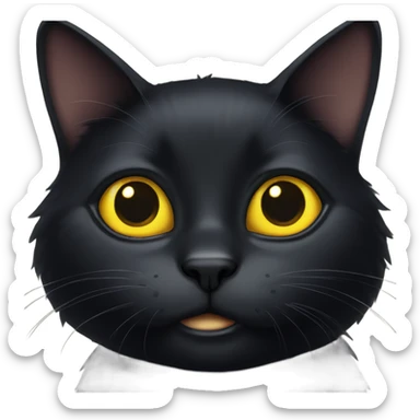 Cute black cat with big yellow eyes and big pupils sticker
