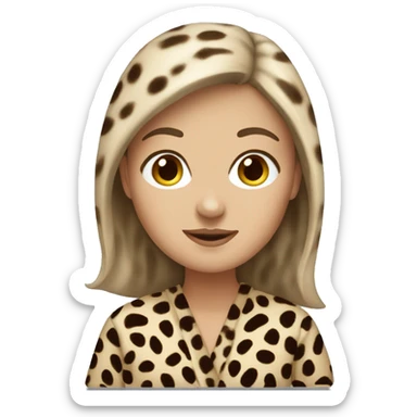 brown hair white girl wearing cheetah robe sticker