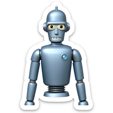 Bender from Futurama looking at the camera from back, wearing a t-shirt sticker