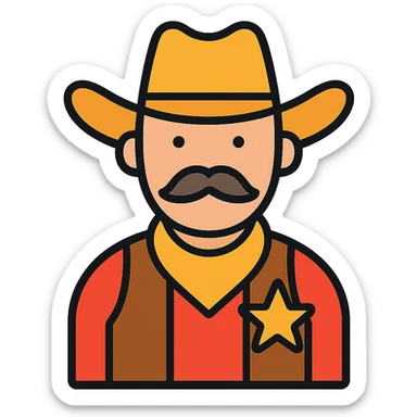 Wild West cowboy, simple and clear, cowboy silhouette sticker